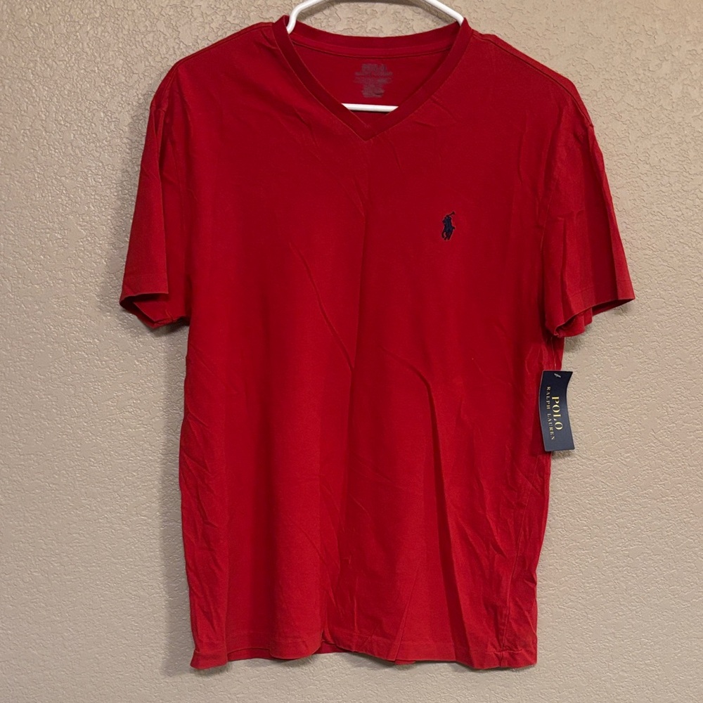 Polo by Ralph Lauren Men's Classic Red V Neck Tee
